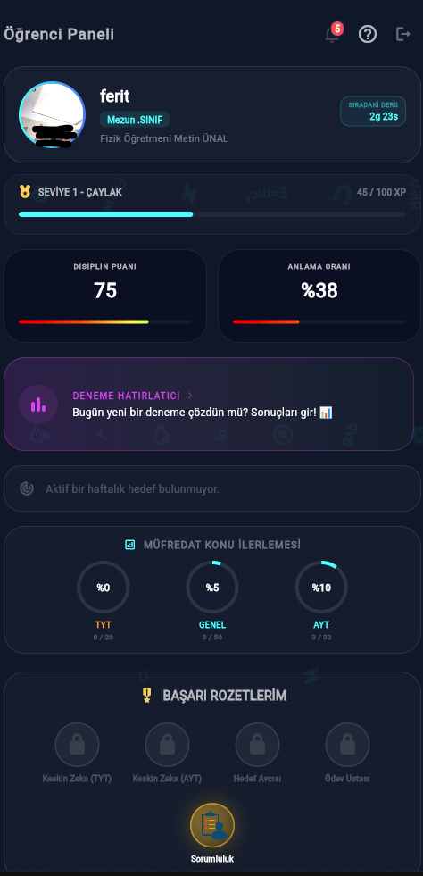 Öğrenci gelişim paneli