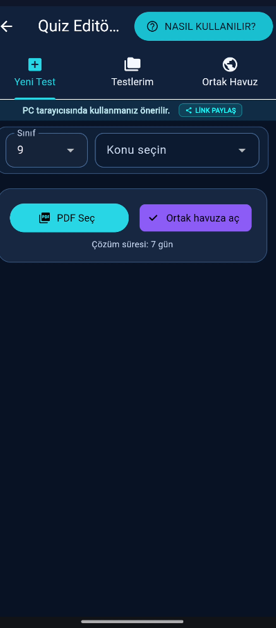 Quiz Editörü